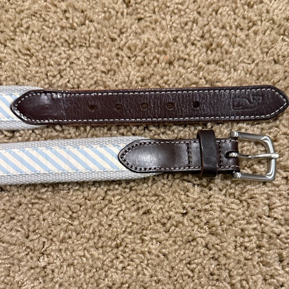 Vineyard Vines Blue White Stripe Kids Belt